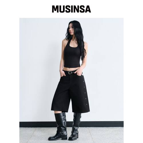 MUSINSA STANDARD WOMAN 女款铆钉牛仔滑板短裤 韩国官网直邮进口