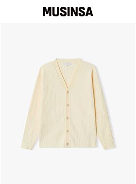 LIBERCLASSY [26SS] LMS51702 象牙色罗纹V领针韩国官网直邮进口