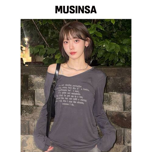 CHICKS 信心V领长袖深灰色 MUSINSA韩国直邮官方正品