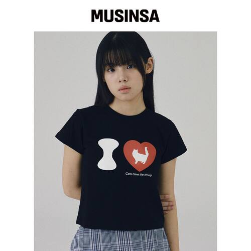 ITZAVIBE 我爱猫咪短款T恤 MUSINSA韩国直邮官方正品