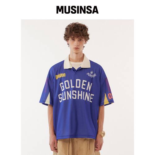 GOLDEN SUNSHINE 阳光艺术印花T恤_蓝色韩国官网直邮进口MUSINSA