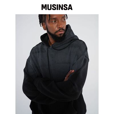 TENER Half-spray hoodie_黑色 MUSINSA韩国官网直邮进口