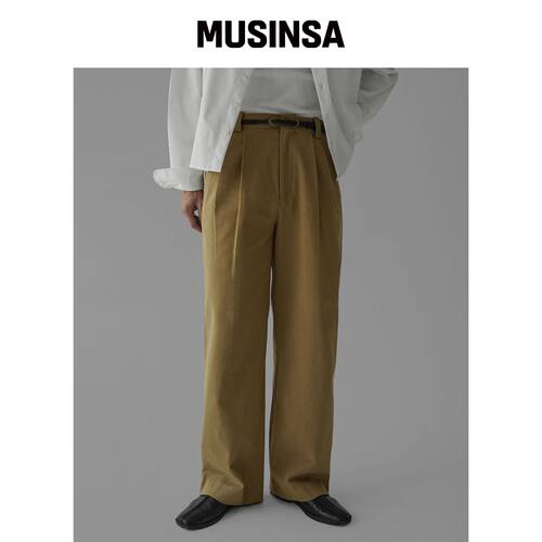 BOWLOW PRODUCT 投褶棉质宽松裤 [米色] MUSINSA韩国官网直邮进口