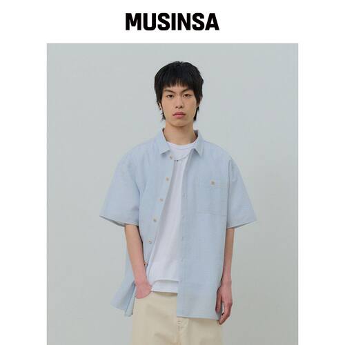 DESIRED 条纹短袖衬衫-FBSK5502D0D MUSINSA韩国官网直邮进口