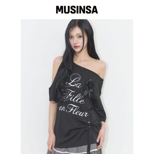 ILLIGO CUTOUT ROSETTTE T恤 黑色 MUSINSA韩国直邮官方正品