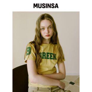 GREENBUTTER GB Logo T恤（黄米色）韩国官网直邮进口MUSINSA