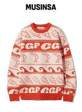 CGP (女款) 海军风格宽松针织衫_橙色韩国官网直邮进口
