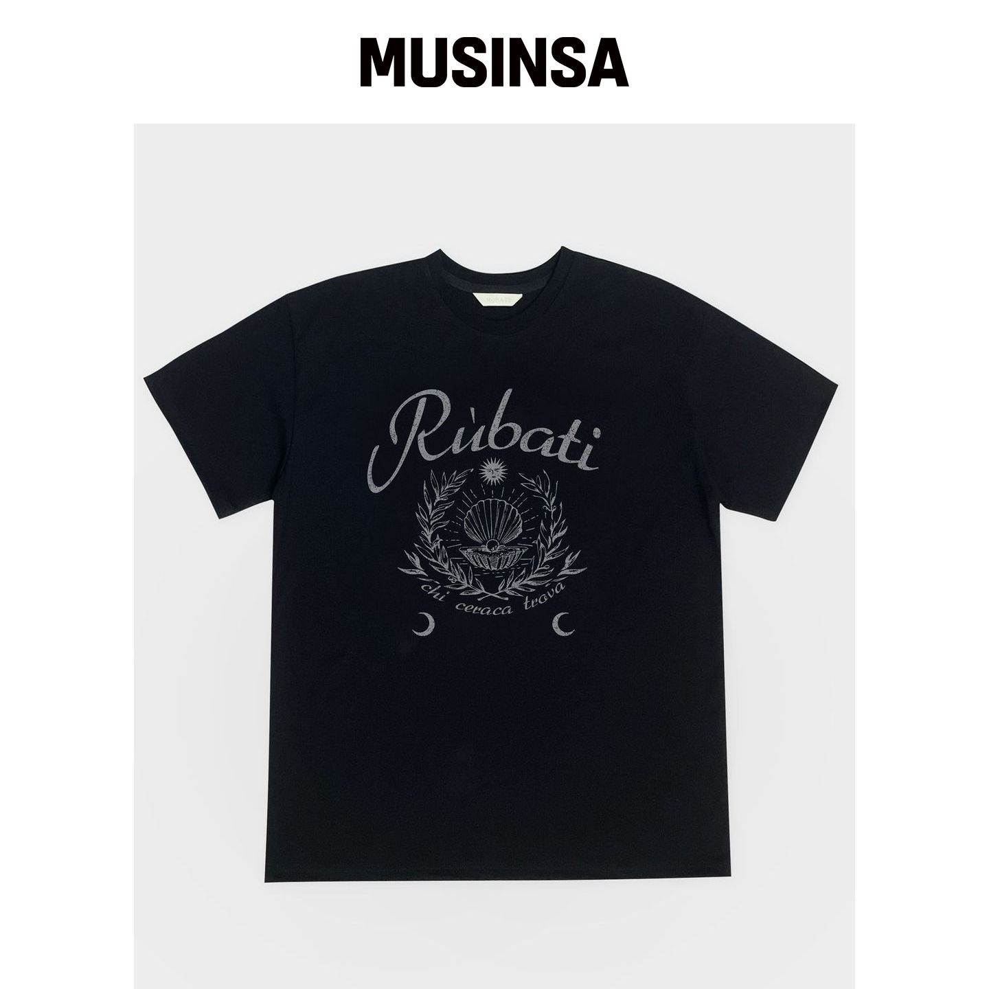 RUBATI 珍珠牡蛎复古风格T恤_黑色 MUSINSA韩国直邮官方正品