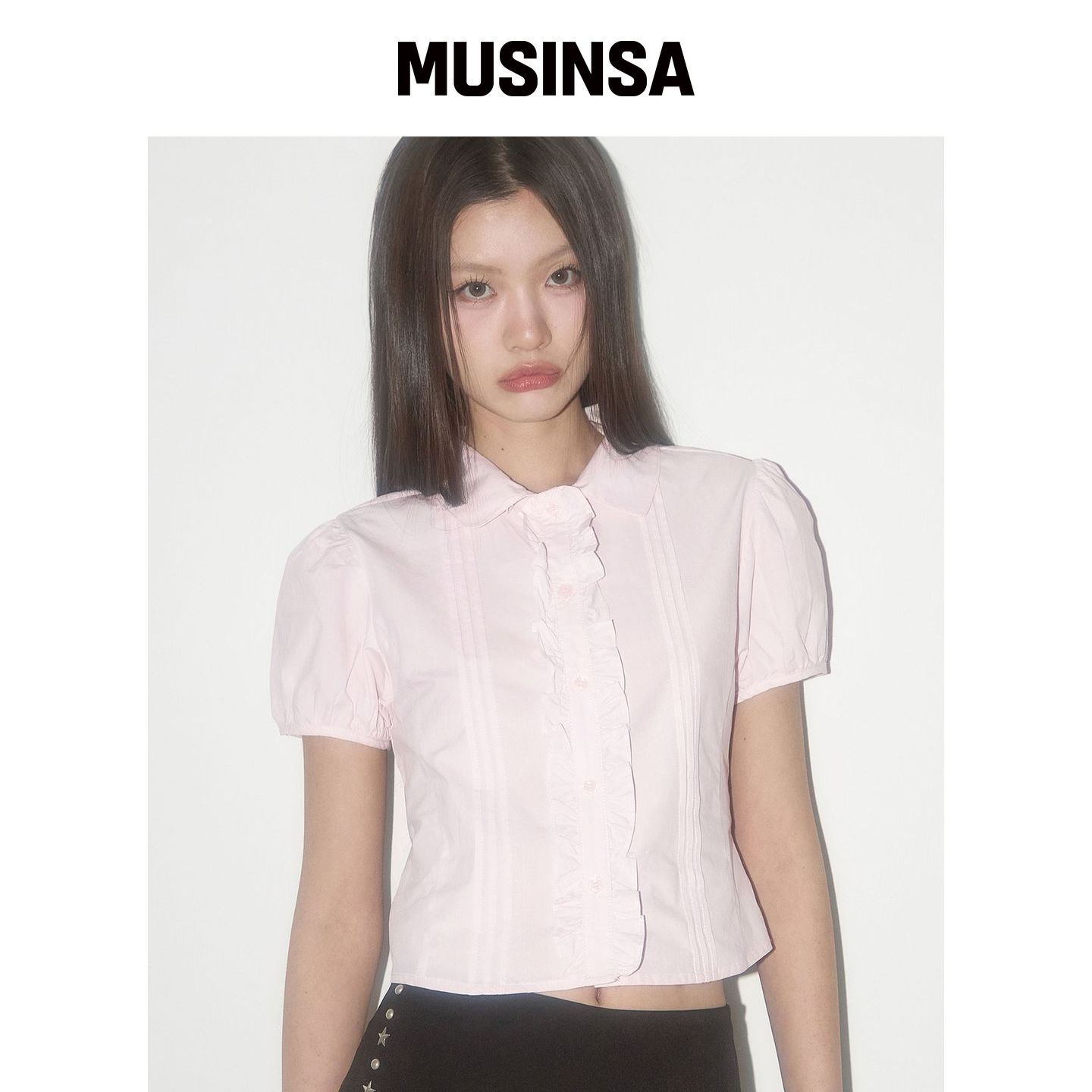 ILLIGO 褶皱荷叶边衬衫 PINK MUSINSA韩国官网直邮进口图片