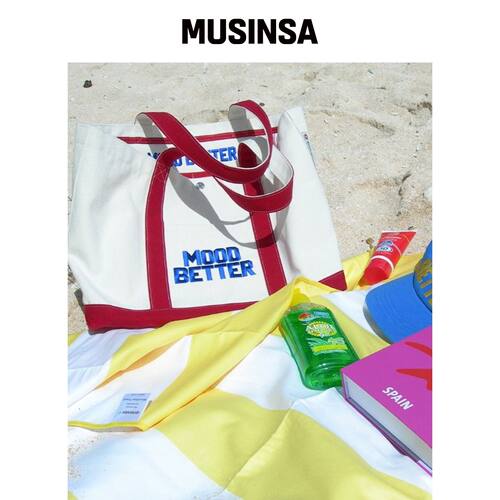 MOODBETTER CLASSIC CANVAS TOTE BAG IVORY RED韩国官网直邮进口