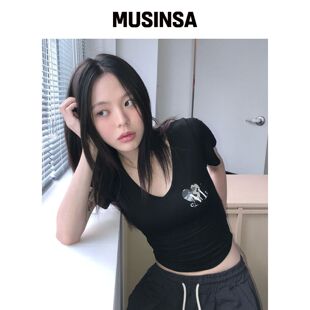 MUCENT 贝恩特心形迷彩V领短袖T恤（3色）韩国官网直邮进口