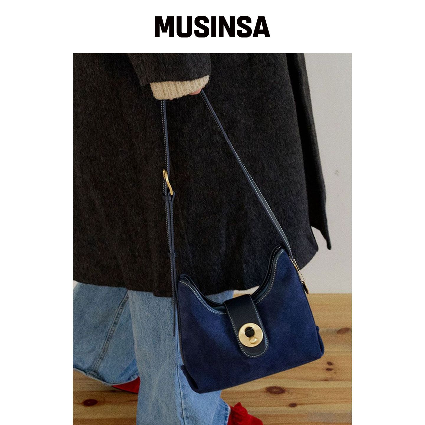 OMNIPOTENT momentum 手提包(小号)_绒面海军 韩国官网直邮进口