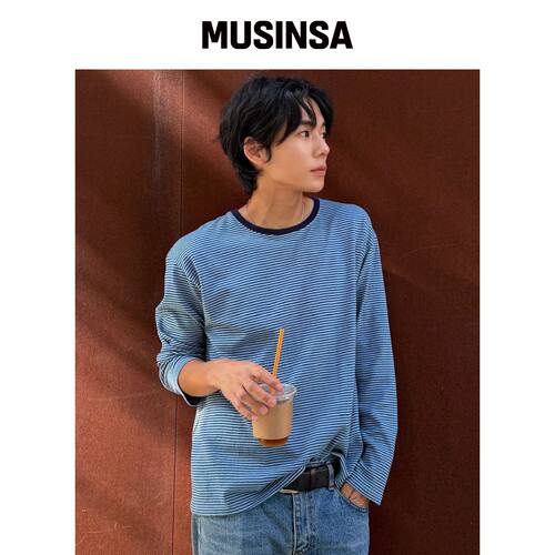 WEDNESDAY OASIS 细条纹长袖T恤_BLUE(WB6TP50) 韩国官网直邮进口