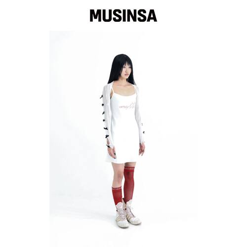 KAIYA Satin Crystal Logo Dress - white韩国官网直邮进口