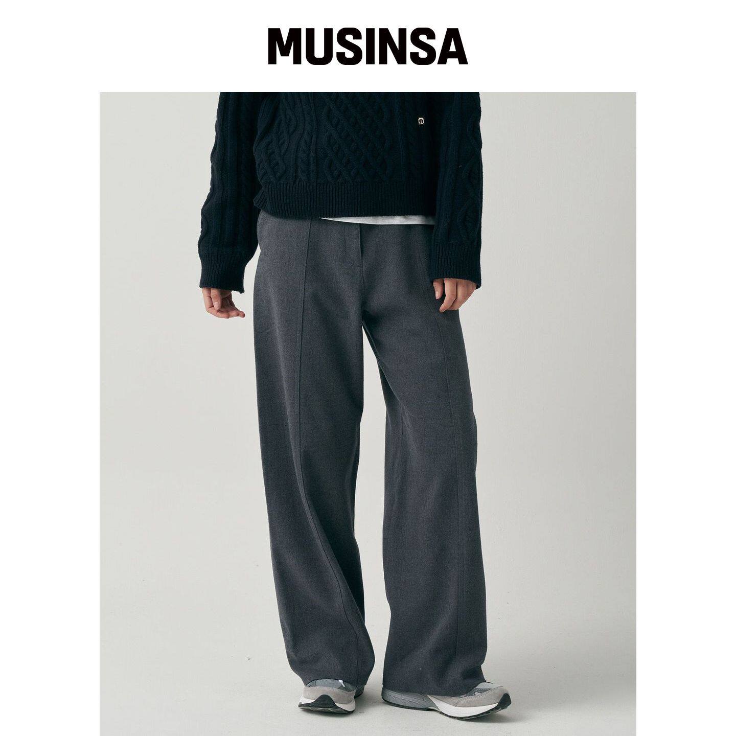 MOTT 冬季圆形STITCH slacks - 灰色 MUSINSA韩国官网直邮进口