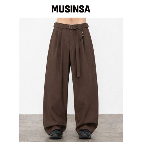 GRAYBLVD LOWELL 弧形腰带西裤（棕色） MUSINSA韩国官网直邮进口