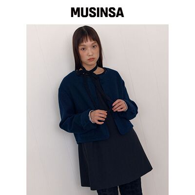 CELITAILS TIE TWEED CROP JACKET_NAVY MUSINSA韩国官网直邮进口