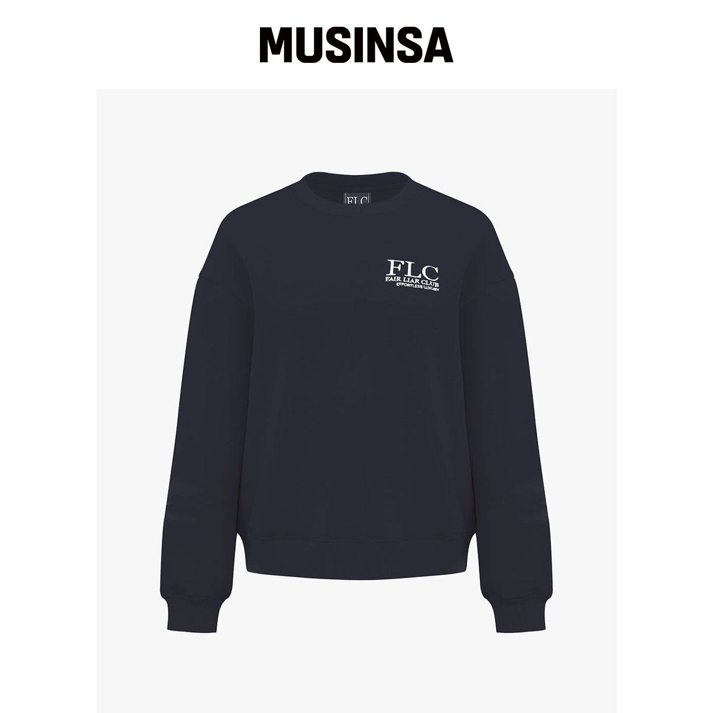 FAIRLIAR CLUB Effortlux 圆领卫衣_NAVY MUSINS韩国官网直邮进口图片
