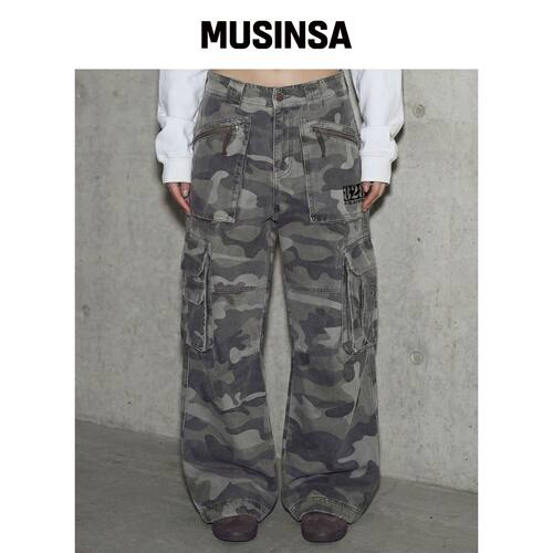 BLACKBLOND 8287 涂鸦LOGO CAMO 工装裤 (灰色) 韩国官网直邮进口