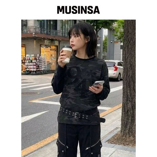 CHICKS 94迷彩短袖叠穿T恤炭灰 MUSINSA韩国官网直邮进口