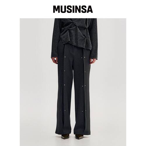 KIMZISU Pleated Snap Pants _ 灰色韩国官网直邮进口