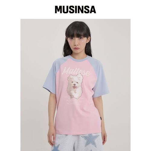 WAIKEI 云朵插画拉格朗短袖T恤 PINK MUSINSA韩国官网直邮进口