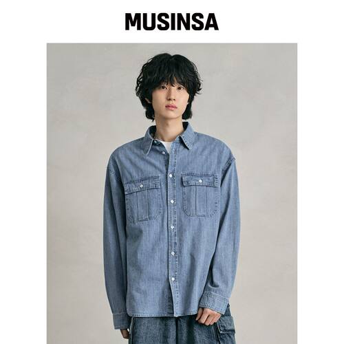 DECET 牛仔工作衬衫 DCSH007 浅蓝色 MUSINSA韩国直邮官方正品