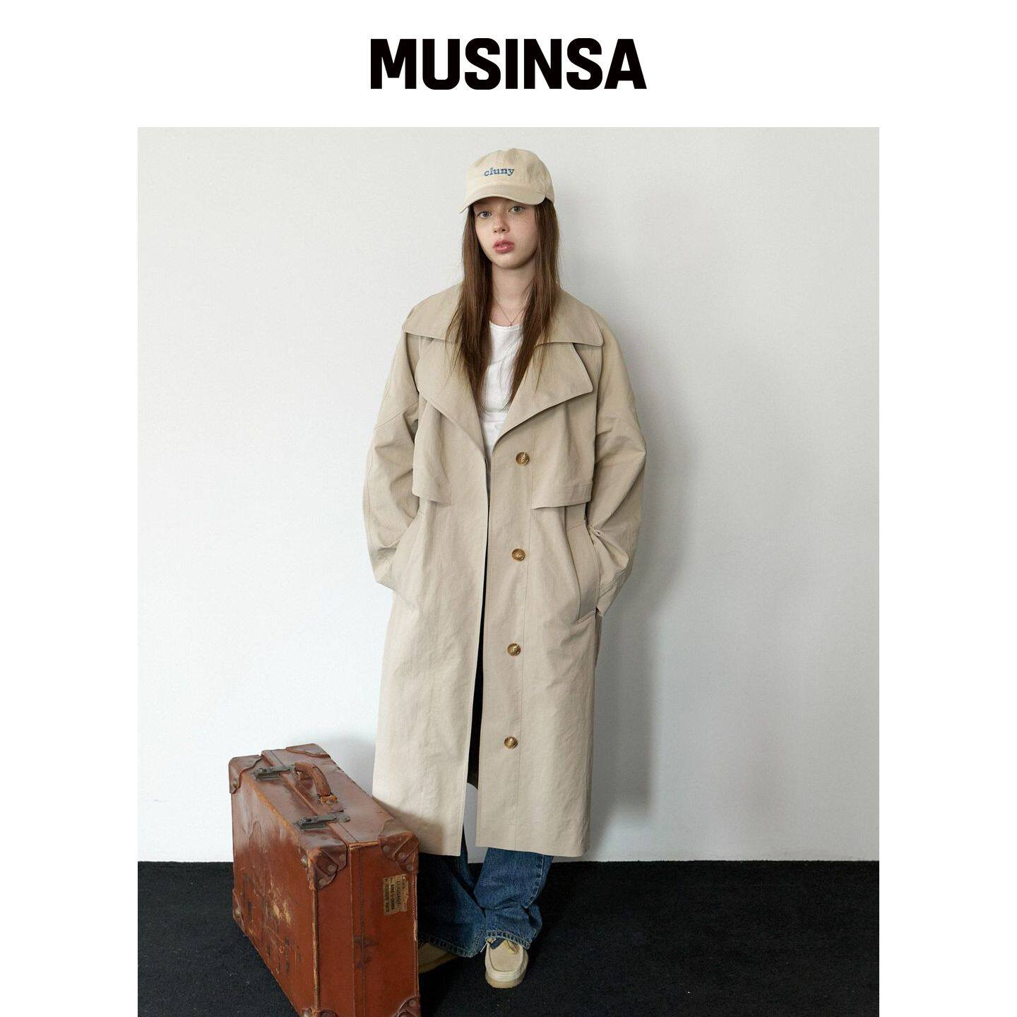 CLUNY 宽大翻领风衣-米色 MUSINSA韩国官网直邮进口
