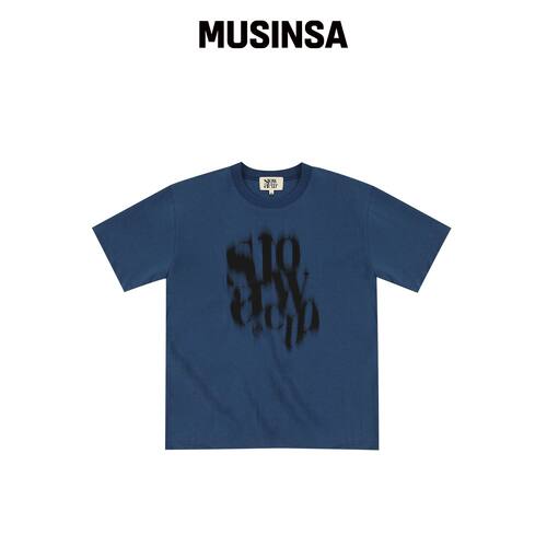 SLOW ACID 模糊 logo 短袖T恤 [深蓝] MUSINSA韩国官网直邮进口