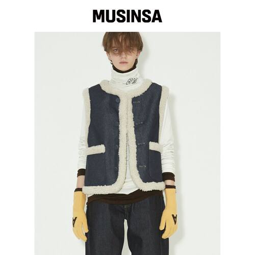 NOHANT 牛仔羊毛背心 靛蓝色 MUSINSA韩国直邮官方正品