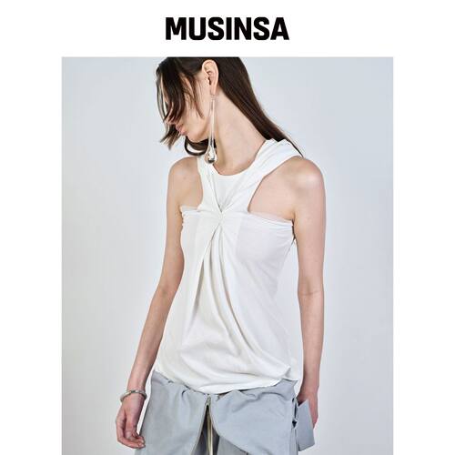NACHE PINCHED HOODIE 无袖米色 MUSINSA韩国官网直邮进口