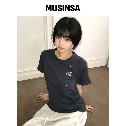 MUCENT 抓绒点缀斜挎短袖T恤 MUSINSA韩国官网直邮进口