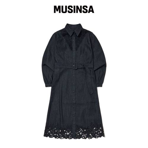 PENFIELD 激光切割刺绣靛蓝连衣裙靛蓝_FS1WS08F韩国官网直邮进口