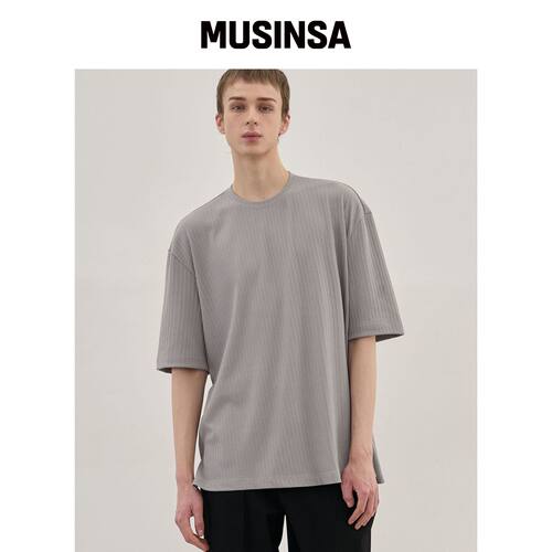 DRAW FIT 리버릭 罗纹短袖T恤 [GREY] MUSINSA韩国官网直邮进口