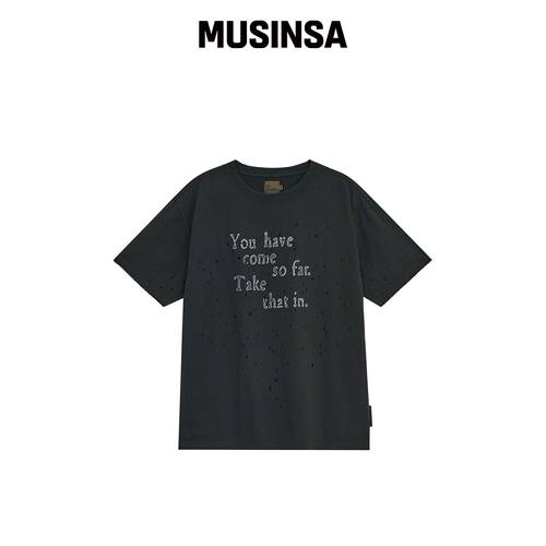 DEFGARMENTS GRUNGE 破损 T恤 [CHARCOAL] MUSIN韩国官网直邮进口