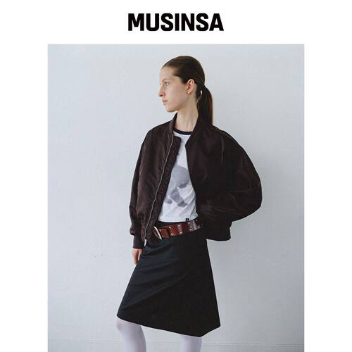 EN OR 褶皱飞行员夹克 - 酒红色 MUSINSA韩国直邮官方正品