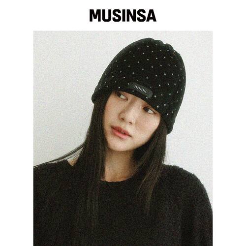 KOOKEESEE 迷你点抓绒针织帽（黑色） MUSINSA韩国直邮官方正品