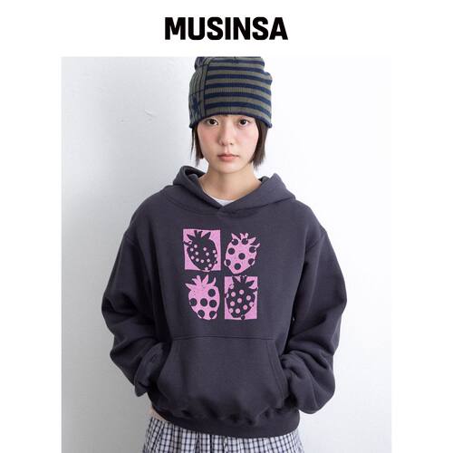 ISTKUNST DOT STRAWBERRY HOODIE_NAVY(IK2FFFM4韩国官网直邮进口