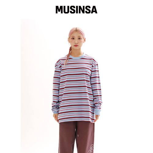 OFCOURSEWHYNOT HAPPY LINES L/S TEE_BLUE韩国官网直邮进口