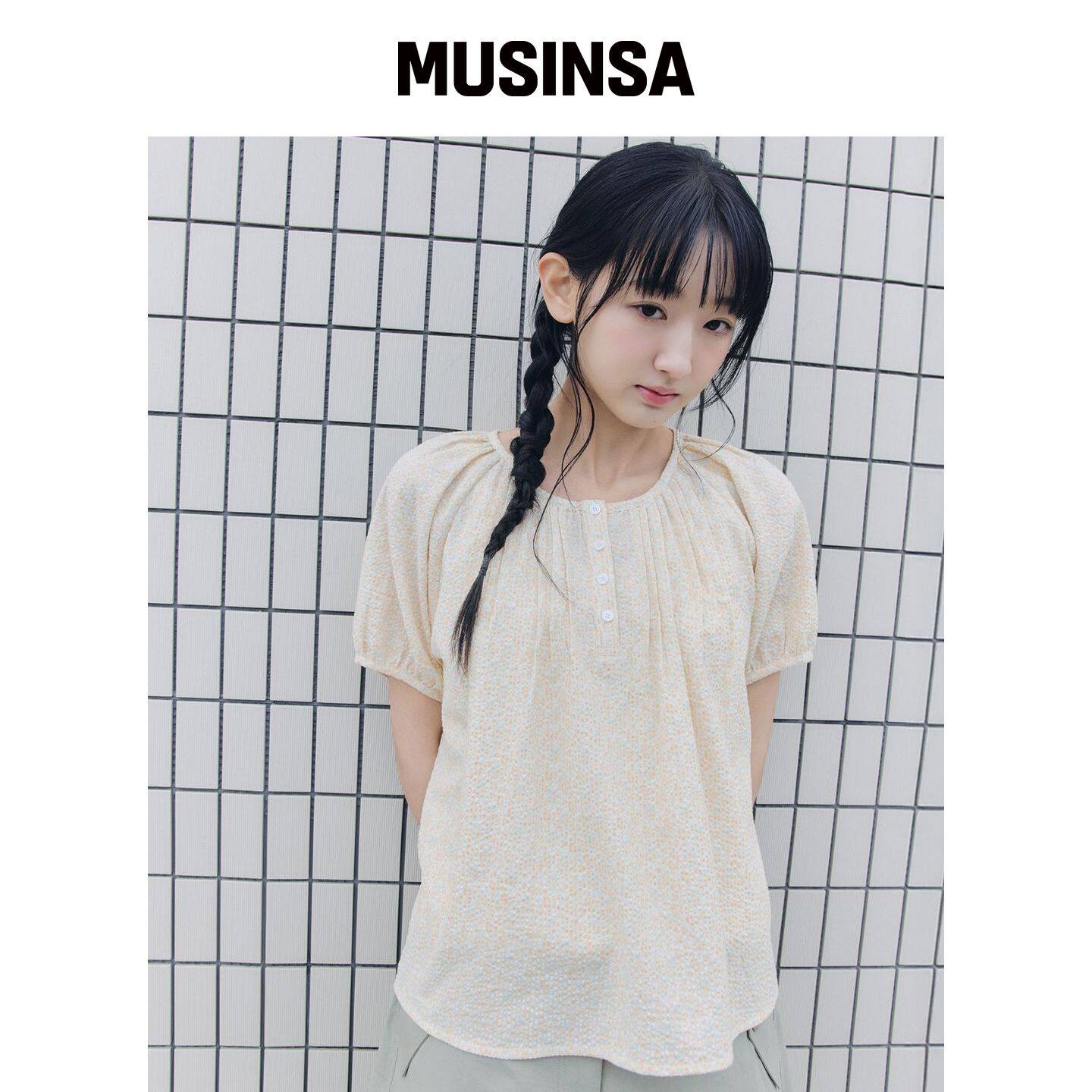 CELITAILS FLOWER PUFF SLEEVE BLOUSE_YELLOW M韩国官网直邮进口