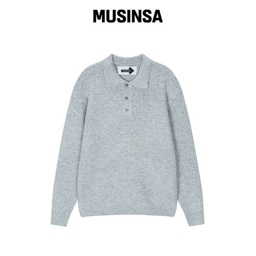 MAISON MASTER 翻领罗纹针织衫 灰色(gray)韩国官网直邮进口