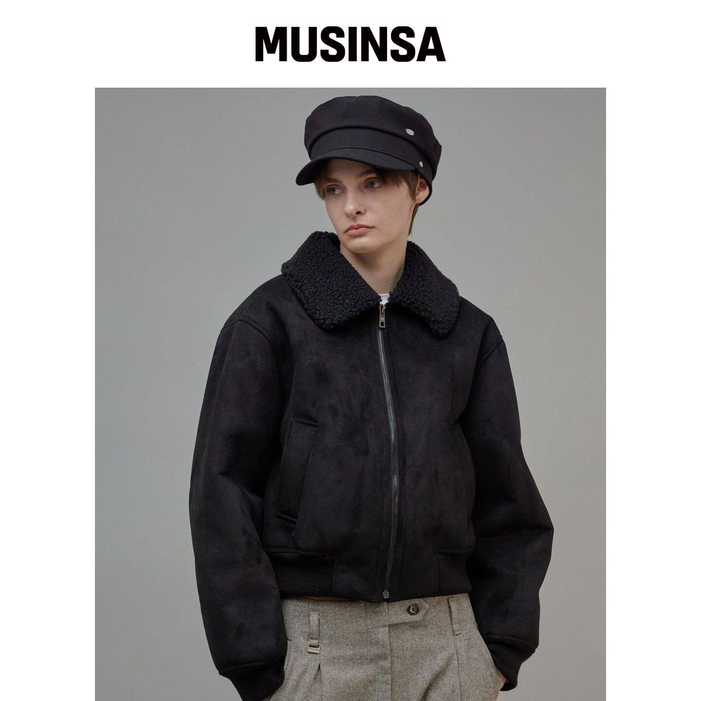 FROMWHERE 夹克飞行员黑色秋季休闲时尚MUSINSA韩国官网直邮进口