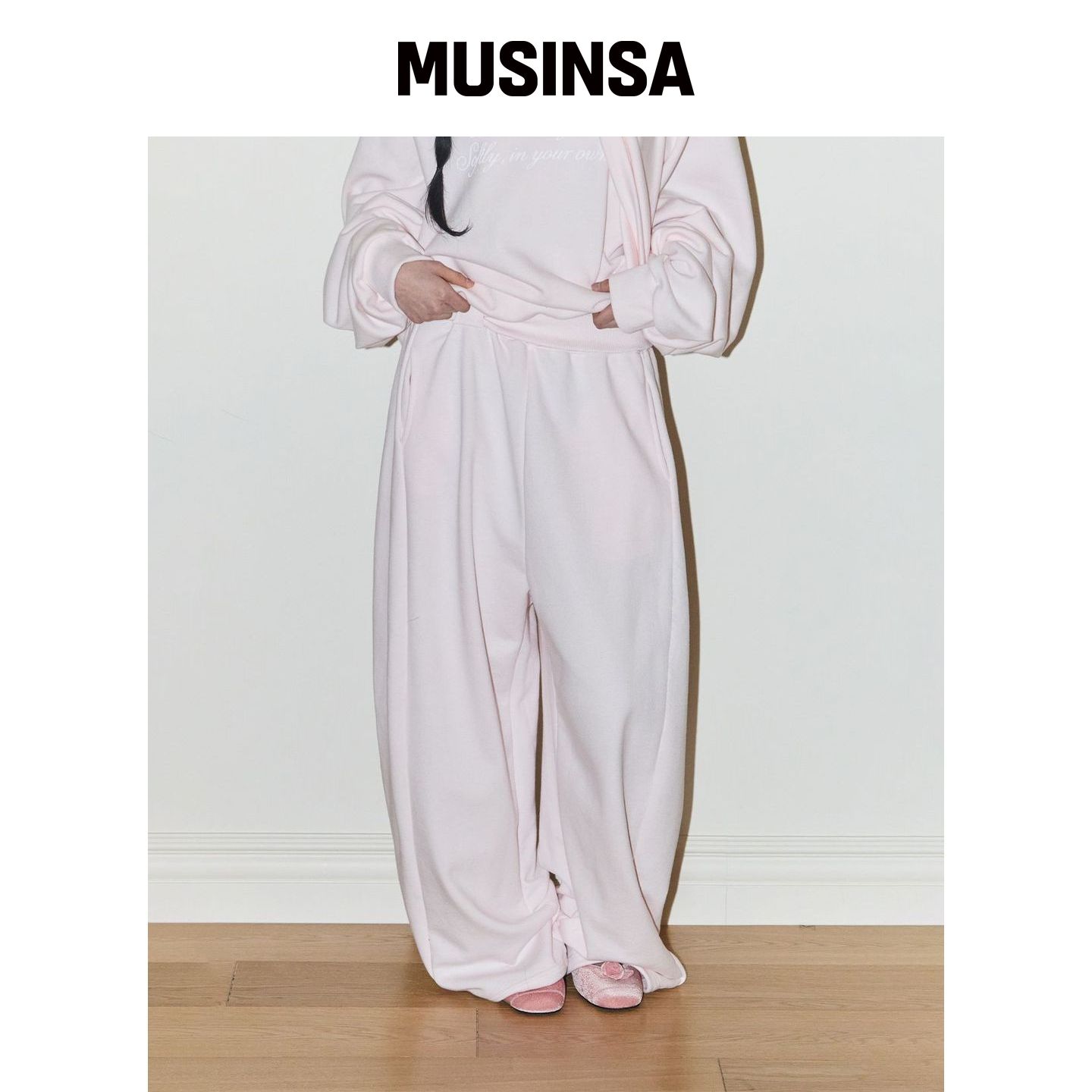 ILLIGO 蕾丝缎带运动裤 粉色 MUSINSA韩国直邮官方正品图片