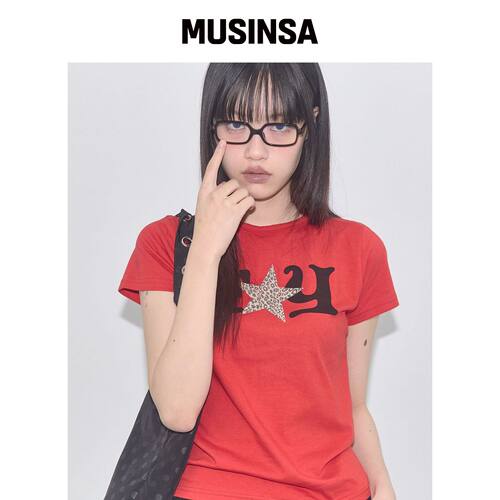 FANCY CLUB FY 豹纹T恤红色辣妹风短袖MUSINSA韩国直邮官方正品