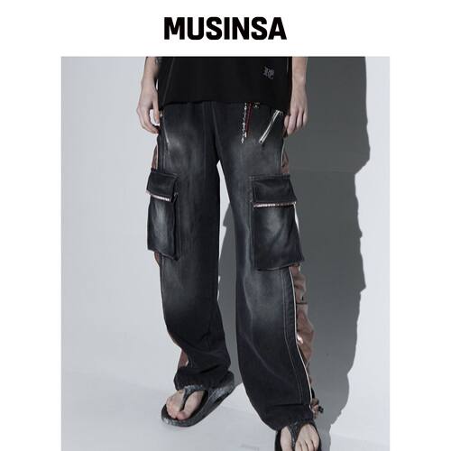 RSSC WRINKLE MIXED CARGO 牛仔裤 - BK MUSINSA韩国官网直邮进口