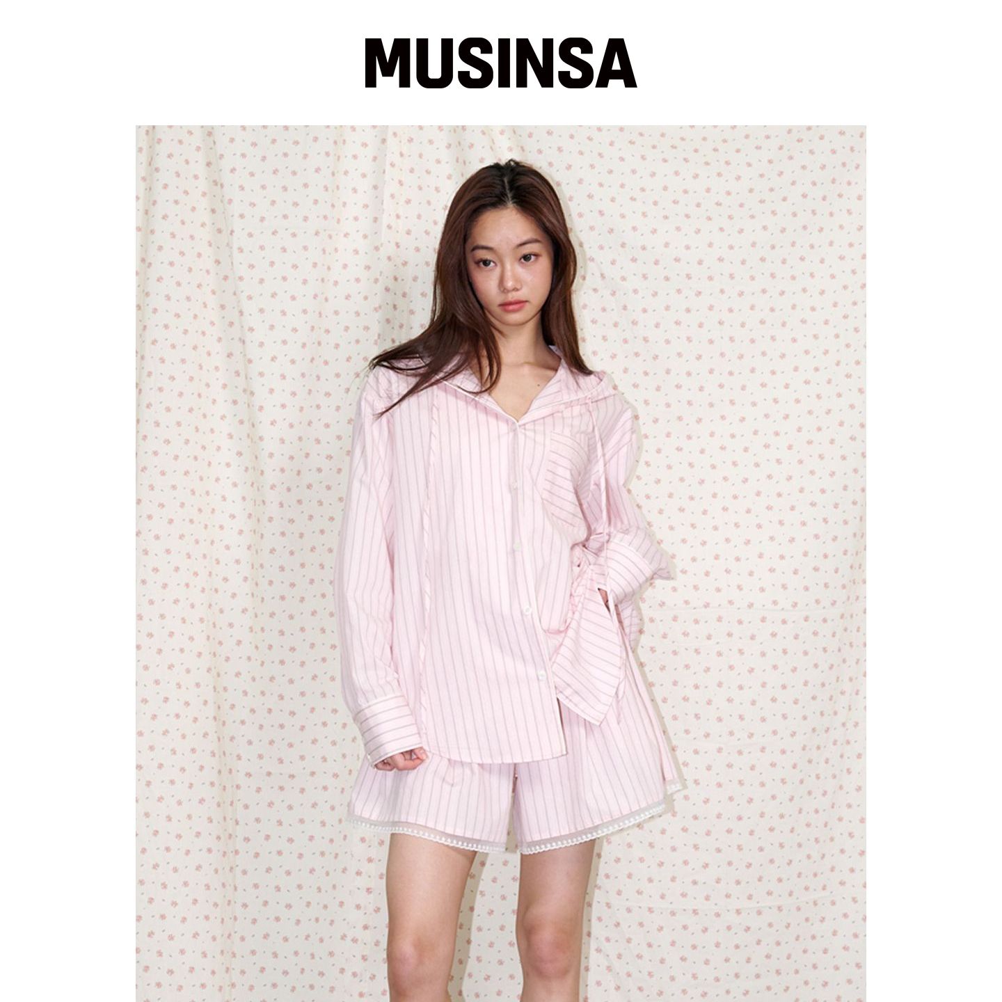 OPENING SUNSHINE PINK 条纹睡衣衬衫 MUSINSA韩国直邮官方正品