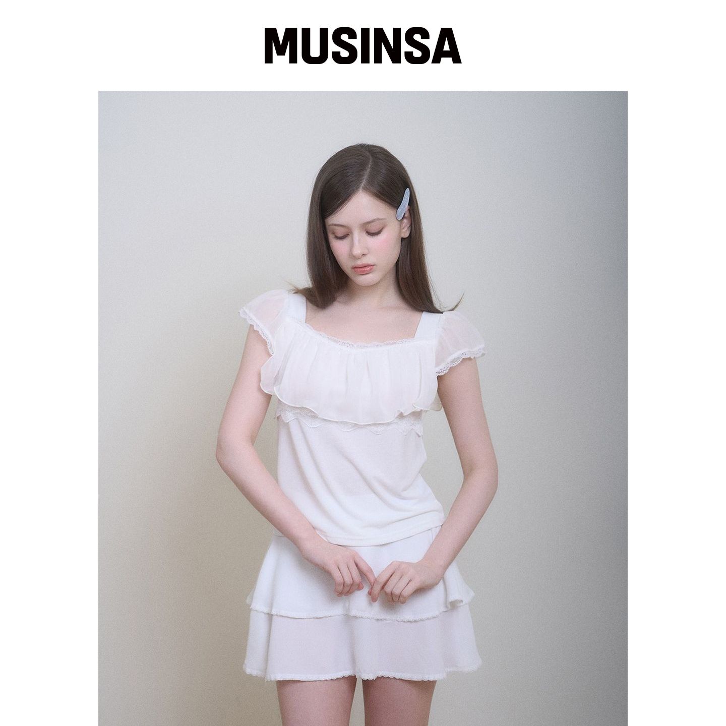 BELLIALEU PRINCESS 白色衬衫 MUSINSA韩国官网直邮进口 - 实物图