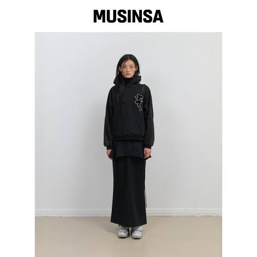 OJOS 针织背面连帽卫衣 / 黑色 MUSINSA韩国官网直邮进口