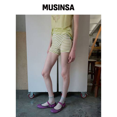 NOCONTENT 361. 条纹连裤袜 _ 柔和橄榄色 MUSIN韩国官网直邮进口