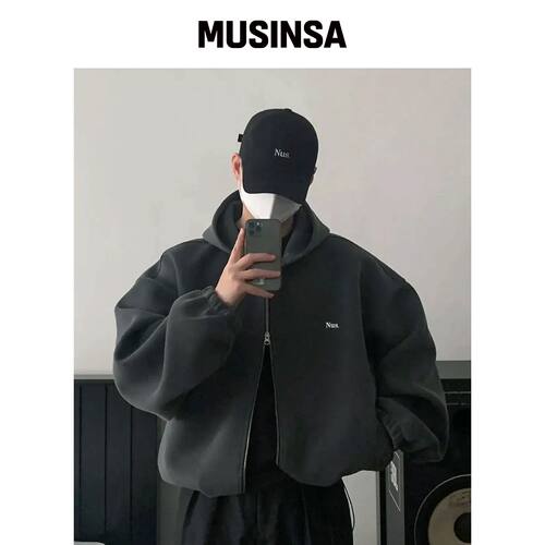 NUS YEI Logo 连帽夹克（炭灰色） MUSINSA韩国官网直邮进口